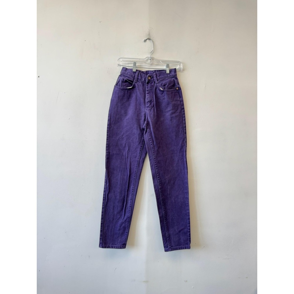 Vintage Lee Jeans Juniors 5 27" Purple High Rise Tapered Cotton‎ Denim USA 90s